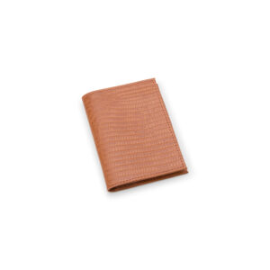 Carteira Porta Cartão Couro Lezard Cognac