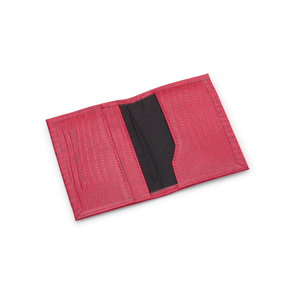 Carteira Porta Cartão Couro Lezard Vermelho - Imagem 2